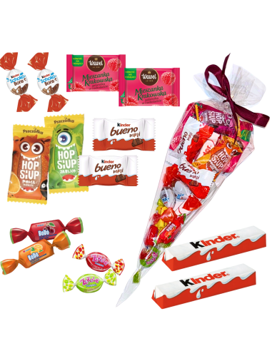 Słodki Rożek - Zestaw Słodyczy Kinder i Inne - Podziękowanie, Upominek 14 Produktów