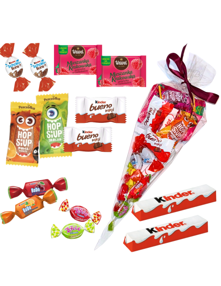 Słodki Rożek - Zestaw Słodyczy Kinder i Inne - Podziękowanie, Upominek 14 Produktów