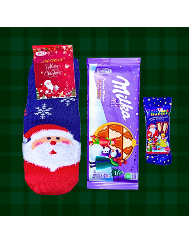 Prezent Mikołajkowy Milka + Skarpety Świąteczne Zestaw w Woreczku
