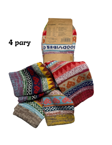 Skarpety Wełna Angora 4 Pary Kolorowe Zimowe Wzory 35/38 - 39/42