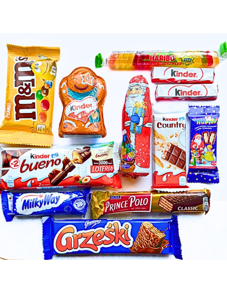 Paczka Świąteczna ze Słodyczami Kinder Grześki M&M's Haribo