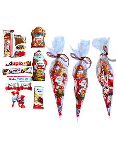 Świąteczny Rożek Słodyczy KINDER Prezent dla Dziecka Paczka Mikołajkowa