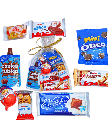 Słodki Woreczek Prezentowy - Mix Bestsellerów Słodyczy | Kinder & Oreo