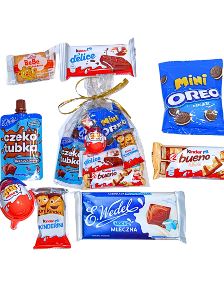 Słodki Woreczek Prezentowy - Mix Bestsellerów Słodyczy | Kinder & Oreo