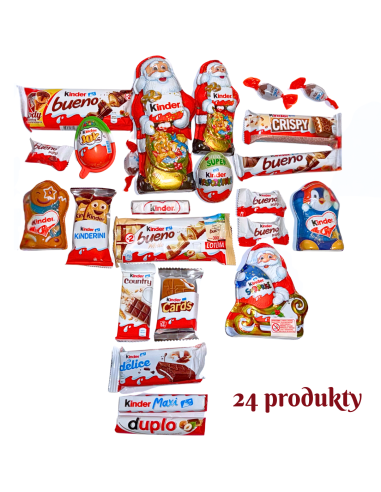 KALENDARZ ADWENTOWY Zestaw 24 Produkty KINDER Słodycze Święta Mikołaj Mikołajki