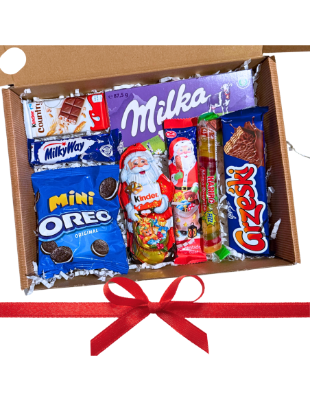 Zestaw Prezentowy Słodki Mikołajkowy Box Kinder, Milka i Świąteczne Przysmaki