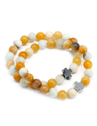 Zestaw 2 Bransoletek - Lojalność (Amazonit, Żółty Jaspis) Bransoletki Przyjaźni