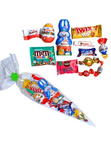 Rożek Wielkanocny Zestaw Prezent Słodka Paczka z Zajączkiem Kinder