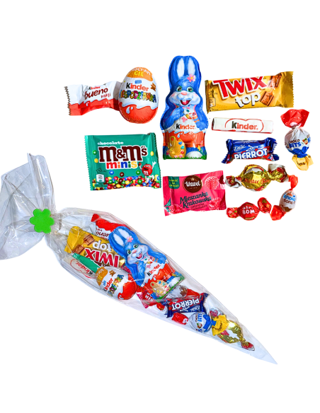 Rożek Wielkanocny Zestaw Prezent Słodka Paczka z Zajączkiem Kinder