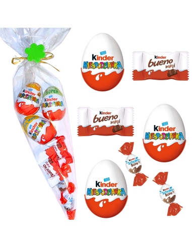 Rożek Kinder Zestaw Słodyczy z Jajkami Niespodzianka i Kinder Cukierkami