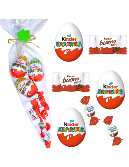 Rożek Kinder Zestaw Słodyczy z Jajkami Niespodzianka i Kinder Cukierkami
