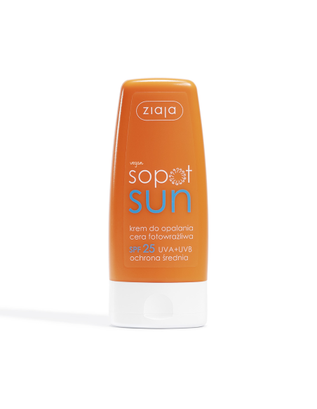 ZIAJA Sopot Sun Krem do Opalania SPF 25 UVA UVB Cera Fotowrażliwa 60 ml Nawilżający