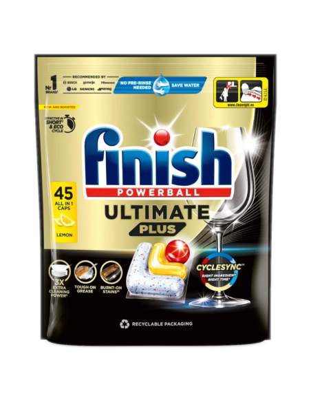 FINISH Ultimate Plus Kapsułki do Zmywarki All in One Lemon 45 sztuk