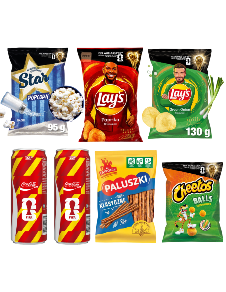 Zestaw Kibica Lay's Cheetos Popcorn Paluszki + 2x Coca-Cola Edycja Piłkarska
