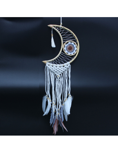 Ochronny Łapacz Snów Dreamcatcher Makrama - Księżyc 35x40 cm