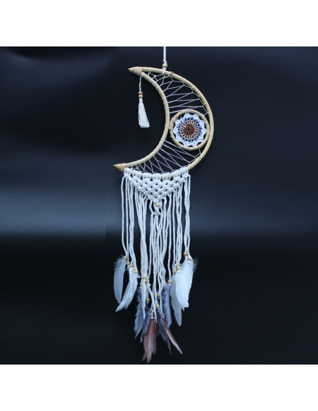 Ochronny Łapacz Snów Dreamcatcher Makrama - Księżyc 35x40 cm