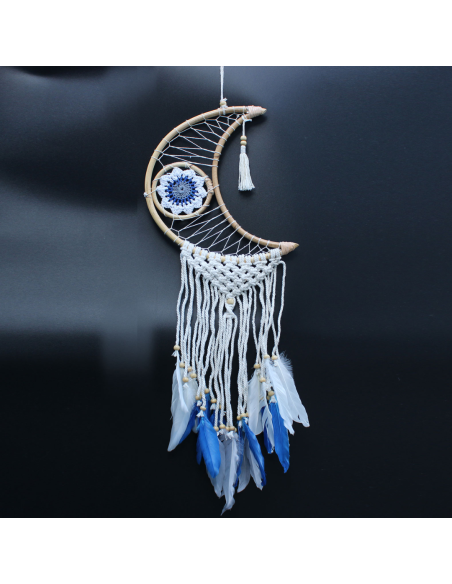 Ochronny Łapacz Snów Dreamcatcher - Makrama - Księżyc