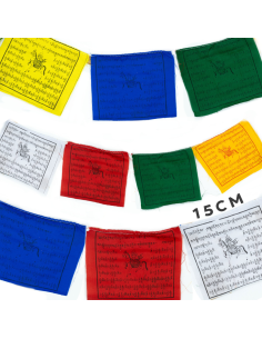 Regularne Tybetańskie Flagi Modlitewne - 15 cm (10 flag)
