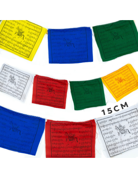 Regularne Tybetańskie Flagi Modlitewne - 15 cm (10 flag)