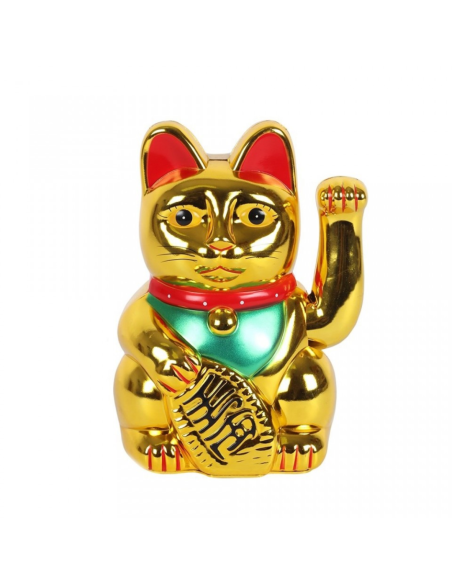 Maneki Neko Złoty Kot Szczęścia Machający Łapką - 15 cm