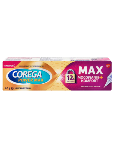 COREGA Power Max Mocowanie + Komfort Krem Mocujący do Protez 40g