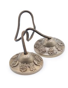 Tybetańskie Dzwonki Tingsha Premium - Szczęśliwe Symbole - ok. 6 cm