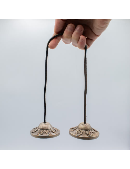 Tybetańskie Dzwonki Tingsha Premium - Szczęśliwe Symbole - ok. 6 cm