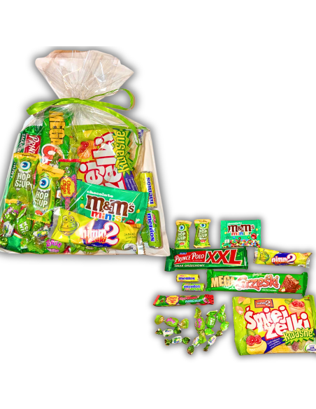 Zestaw Słodyczy Zielony Prezent M&M's Nimm2 Grześki Dzień Chłopaka